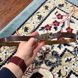 Michael Kors Dark Brown Belt with Gold Buckle small